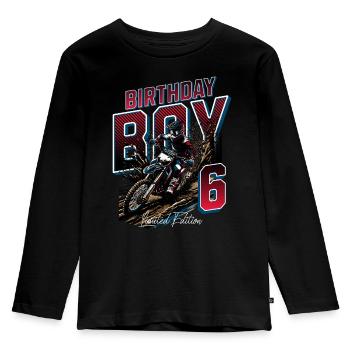 Motocross 6. Geburtstag - Kinder Premium Bio Langarmshirt - Schwarz - Vorne - AI Model Kid Male (0cm)