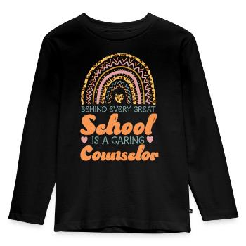 School Counselor Rainbow Behind - Kids' Premium Longsleeve Shirt - black - Front - AI Model Kid Male (0cm)