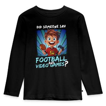 14. Geburtstag Football und Gaming für 14 Jährige - Kinder Premium Bio Langarmshirt - Schwarz - Vorne - AI Model Kid Male (0cm)
