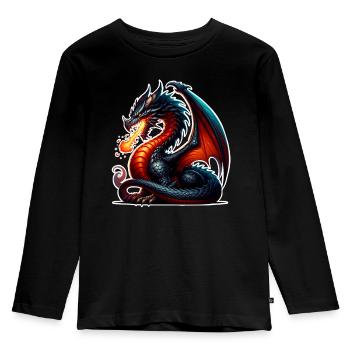 Drache - Kinder Premium Bio Langarmshirt - Schwarz - Vorne - AI Model Kid Male (0cm)