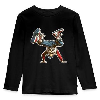 Breakdance - Kinder Premium Bio Langarmshirt - Schwarz - Vorne - AI Model Kid Male (0cm)