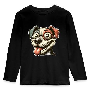 Hund - Kinder Premium Bio Langarmshirt - Schwarz - Vorne - AI Model Kid Male (0cm)