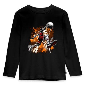 Basketball Basketballer - Kinder Premium Bio Langarmshirt - Schwarz - Vorne - AI Model Kid Male (0cm)