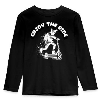 Scooter Design - Enjoy the ride - Kinder Premium Bio Langarmshirt - Schwarz - Vorne - AI Model Kid Male (0cm)