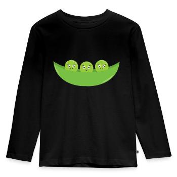 Französische Erbsen - Kinder Premium Bio Langarmshirt - Schwarz - Vorne - AI Model Kid Male (0cm)