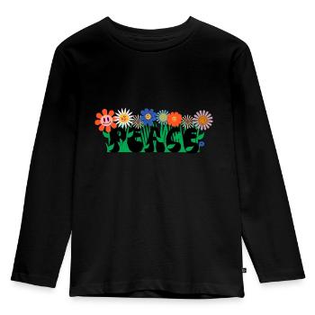 FRIEDE - Kinder Premium Bio Langarmshirt - Schwarz - Vorne - AI Model Kid Male (0cm)