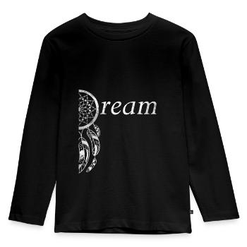 Dream Traum Feder Traumfänger Indianer indianisch - Kinder Premium Bio Langarmshirt - Schwarz - Vorne - AI Model Kid Male (0cm)