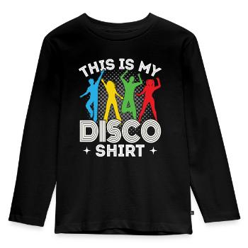 Disco 80er 70er Jahre Disko Party Outfit Diskothek - Kinder Premium Bio Langarmshirt - Schwarz - Vorne - AI Model Kid Male (0cm)