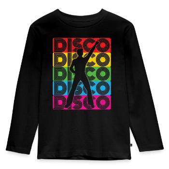 Disco 70er 80er Jahre Disko Party Outfit Discothek - Kinder Premium Bio Langarmshirt - Schwarz - Vorne - AI Model Kid Male (0cm)