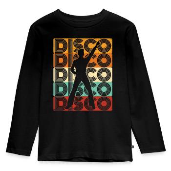 70er Jahre Disco 80er Disko Party Outfit Discothek - Kinder Premium Bio Langarmshirt - Schwarz - Vorne - AI Model Kid Male (0cm)