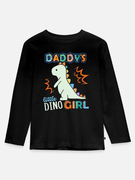 Dinosaur Daddy's Little Dino-Girl, saying - Kids' Premium Longsleeve Shirt - black