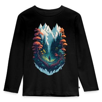 Hiking, Adventures, Mountains, Expedition - Kids' Premium Longsleeve Shirt - black - Front - AI Model Kid Male (0cm)