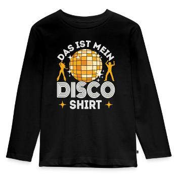 Disco Outfit 80er 70er Jahre Disko Party Kostüm - Kinder Premium Bio Langarmshirt - Schwarz - Vorne - AI Model Kid Male (0cm)