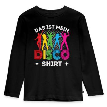 Disco Outfit 80er 70er Jahre Disko Party Kostüm - Kinder Premium Bio Langarmshirt - Schwarz - Vorne - AI Model Kid Male (0cm)