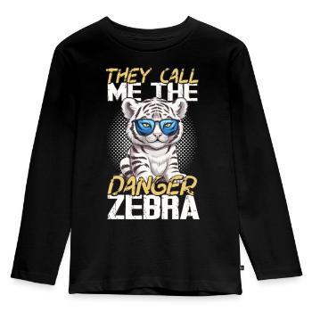 White tiger motif Siberian big cat - Kids' Premium Longsleeve Shirt - black - Front - AI Model Kid Male (0cm)