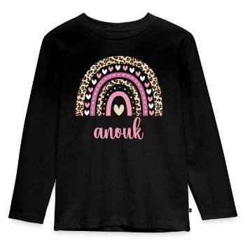 Anouk Regenbogen Name Geburtstag Anouk - Kinder Premium Bio Langarmshirt - Schwarz - Vorne - AI Model Kid Male (0cm)