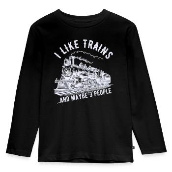 Train Locomotive Railway Train Driver Train Driver - Kids' Premium Longsleeve Shirt - black - Front - AI Model Kid Male (0cm)