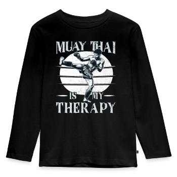 Muay Thai Boxing, Thai Boxer, Thai Boxing - Kinder Premium Bio Langarmshirt - Schwarz - Vorne - AI Model Kid Male (0cm)