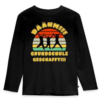 Bäähm Grundschule ist Geschafft Schulkinder - Kinder Premium Bio Langarmshirt - Schwarz - Vorne - AI Model Kid Male (0cm)