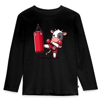 Muay Thai Boxing, Thai Boxing, Kickboxing, Kickboxer - Kids' Premium Longsleeve Shirt - black - Front - AI Model Kid Male (0cm)