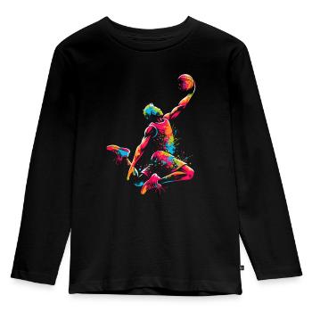 Basketball basketball players, colorful, basketball players - Kids' Premium Longsleeve Shirt - black - Front - AI Model Kid Male (0cm)