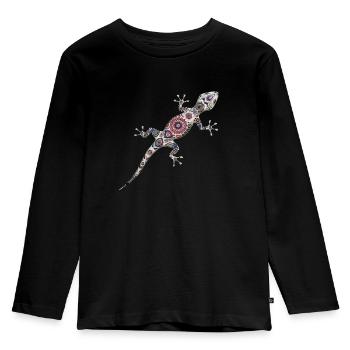 Eidechse Mit Muster - Kinder Premium Bio Langarmshirt - Schwarz - Vorne - AI Model Kid Male (0cm)