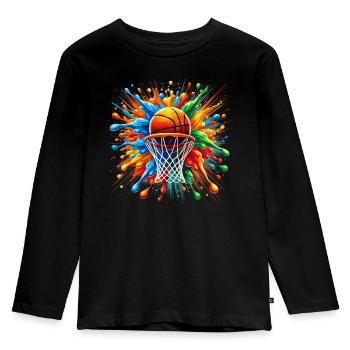 Basketball Basketball Player, Splash, Basketball Player - Kids' Premium Longsleeve Shirt - black - Front - AI Model Kid Male (0cm)