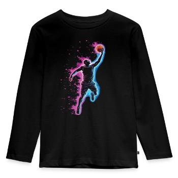 Basketball, Basketball Player, Basketball Player Graphic - Kids' Premium Longsleeve Shirt - black - Front - AI Model Kid Male (0cm)