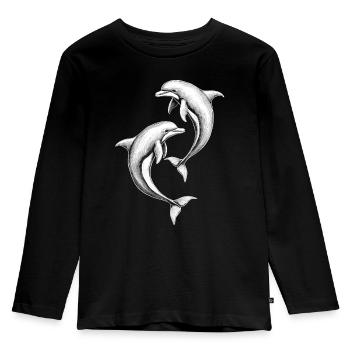 Delfin, Süße Delfine - Kinder Premium Bio Langarmshirt - Schwarz - Vorne - AI Model Kid Male (0cm)