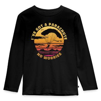 J’ai un parachute – pas de soucis - T-shirt manches longues Premium Enfant - noir - Devant - AI Model Kid Male (0cm)