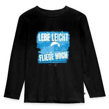 Vivre léger, voler haut - Le dicton du parapente - T-shirt manches longues Premium Enfant - noir - Devant - AI Model Kid Male (0cm)