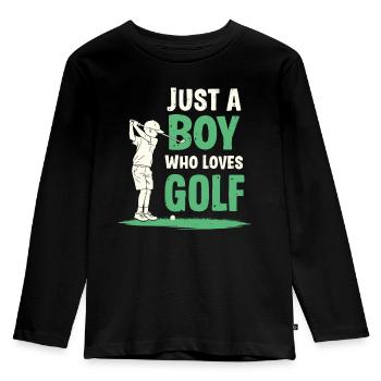 Golf, Golfer, Golfer, Golfer, Boy - Kids' Premium Longsleeve Shirt - black - Front - AI Model Kid Male (0cm)