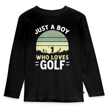 Golf, Golfer, Golfer, Golfer, Boy - Kids' Premium Longsleeve Shirt - black - Front - AI Model Kid Male (0cm)
