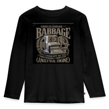 Patrimoine de l’humanité - Charles Babbage - T-shirt manches longues Premium Enfant - noir - Devant - AI Model Kid Male (0cm)