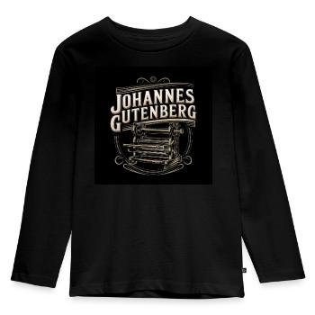 Patrimoine de l’humanité - Johannes Gutenberg - T-shirt manches longues Premium Enfant - noir - Devant - AI Model Kid Male (0cm)