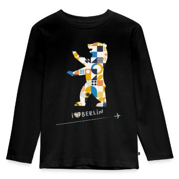Berliner Bär Berlin - Kinder Premium Bio Langarmshirt - Schwarz - Vorne - AI Model Kid Male (0cm)
