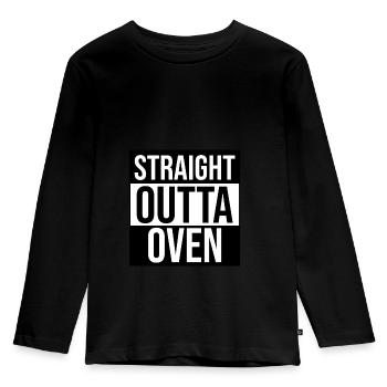 Bäcker Ofen backen Beruf Geschenk idee Gebäck - Kinder Premium Bio Langarmshirt - Schwarz - Vorne - AI Model Kid Male (0cm)