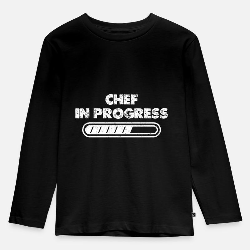 Chef in Progress Cook Restaurant Cuisine Lovers - Kinder Premium Bio Langarmshirt - Schwarz