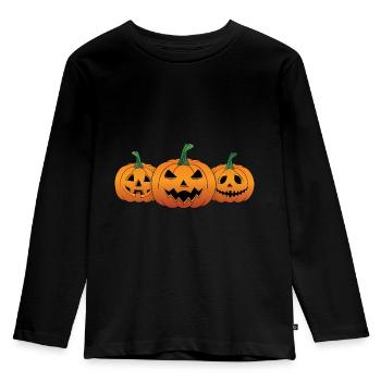 Citrouilles d’Halloween Jack O Lanterne - T-shirt manches longues Premium Enfant - noir - Devant - AI Model Kid Male (0cm)
