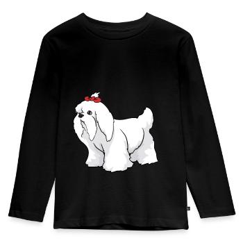 Maltese dog - Kids' Premium Longsleeve Shirt - black - Front - AI Model Kid Male (0cm)