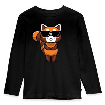 Panda roux Petit panda émoticône - T-shirt manches longues Premium Enfant - noir - Devant - AI Model Kid Male (0cm)