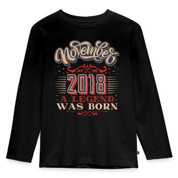 2018, Birthday, November 2018, 11.2018, 11-2018 - Kids' Premium Longsleeve Shirt - black - Front - AI Model Kid Male (0cm)