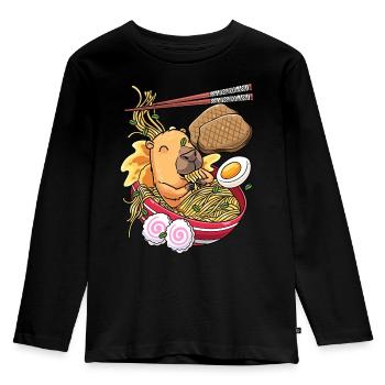 Kawaii Capybara Ramen-nudeln Japanisches Essen - Kinder Premium Bio Langarmshirt - Schwarz - Vorne - AI Model Kid Male (0cm)