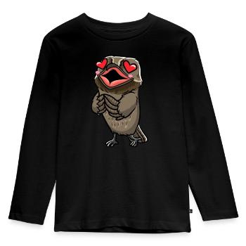 Daytime Sleeper Bird Kawaii Emoticon - Kids' Premium Longsleeve Shirt - black - Front - AI Model Kid Male (0cm)