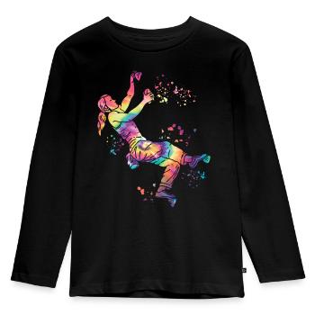 Boulderer Colorsplash Boulder Bouldern - Kinder Premium Bio Langarmshirt - Schwarz - Vorne - AI Model Kid Male (0cm)