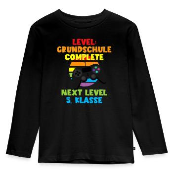 Grundschule geschafft - Next level 5.Klasse - Kinder Premium Bio Langarmshirt - Schwarz - Vorne - AI Model Kid Male (0cm)