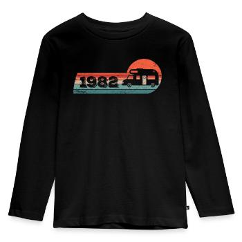 Motorhome Driver Camping born in 1982 Birthday - Kids' Premium Longsleeve Shirt - black - Front - AI Model Kid Male (0cm)