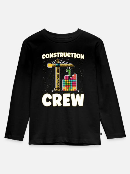 Crew Klemmbaustein Baustein - Kinder Premium Bio Langarmshirt - Schwarz