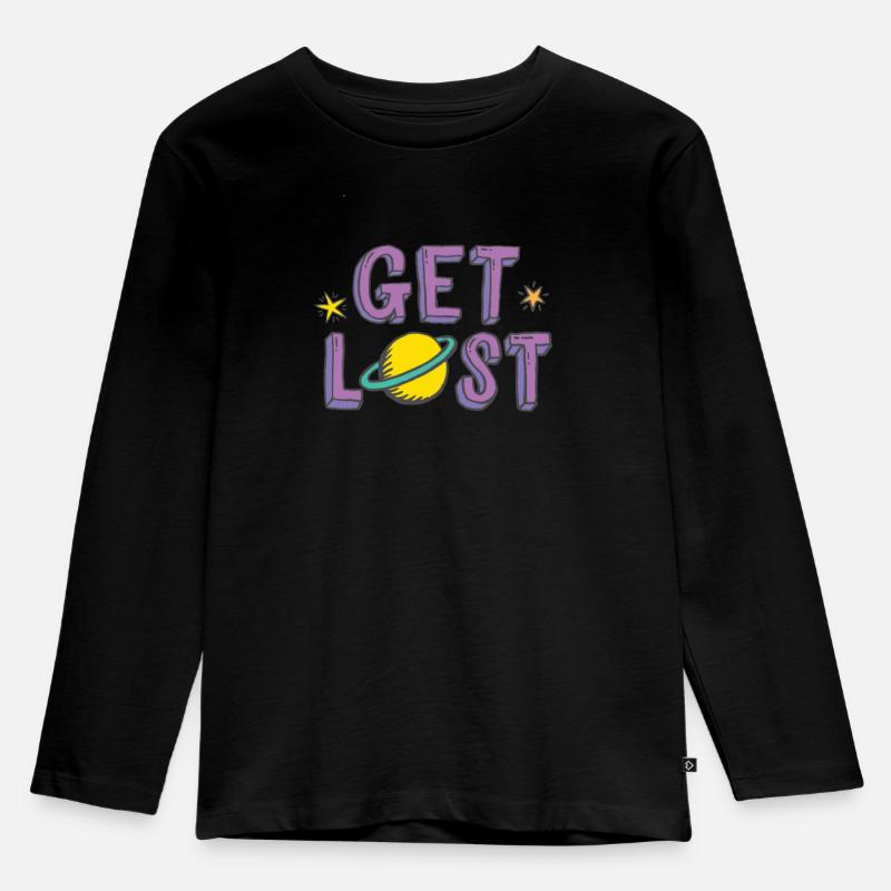 Get Lost - Kinder Premium Bio Langarmshirt - Schwarz