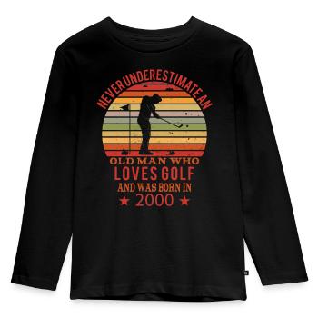 Golfeur Golfeur Né 2000 Anniversaire - T-shirt manches longues Premium Enfant - noir - Devant - AI Model Kid Male (0cm)